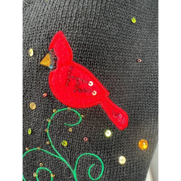 Kim Rogers Womens Festive Cardinal Embroidered Sweater Vest Black Size L - Picture 12 of 16